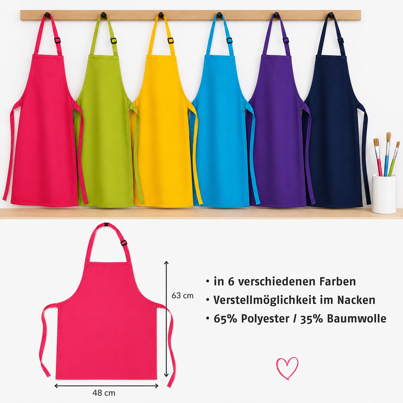 Unikatolo Kinderschürze Buntstifte mit Name personalisiert | NAVY