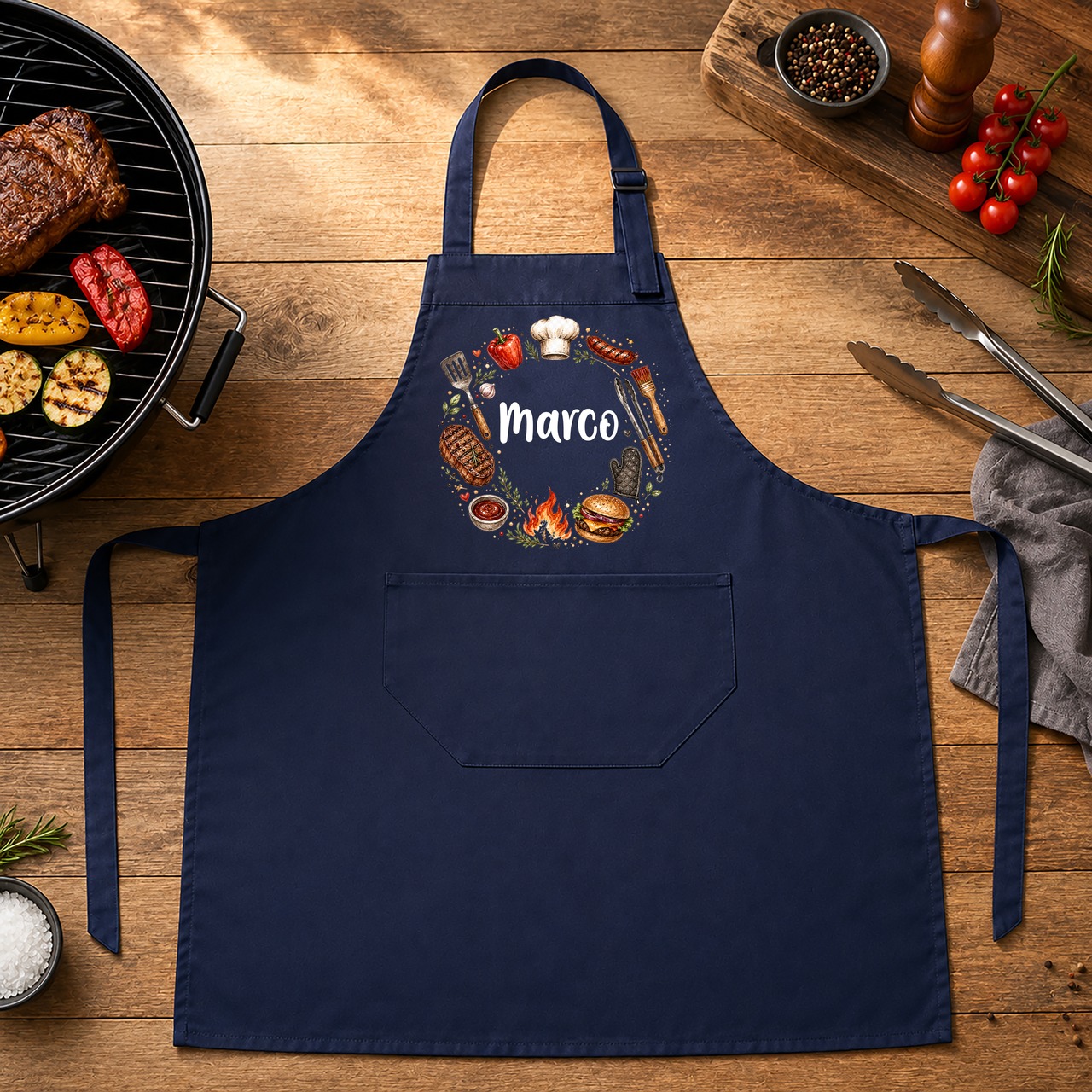 Unikatolo Grillschürze BBQ mit Name personalisiert | NAVY