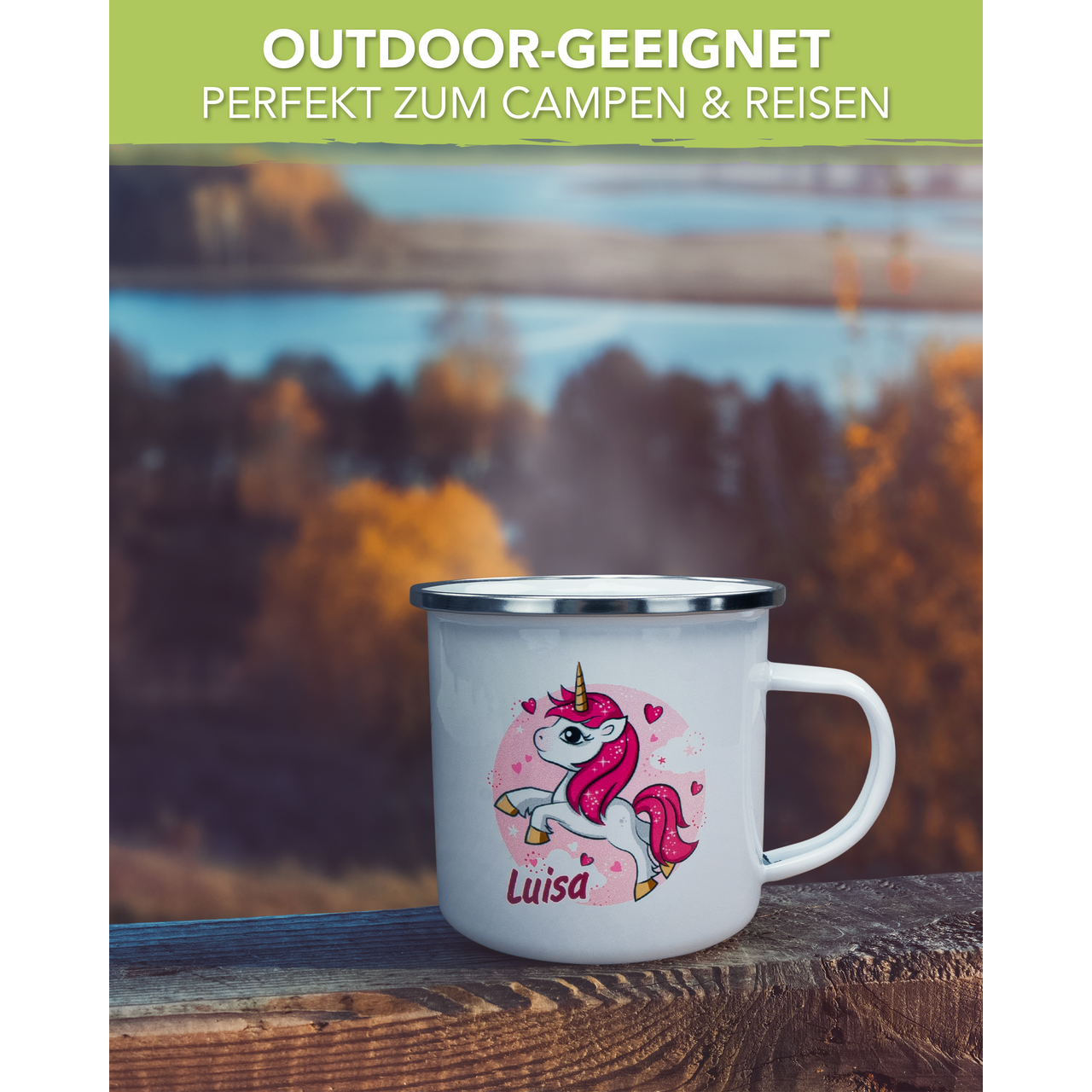 Unikatolo Emailletasse Motiv Einhorn