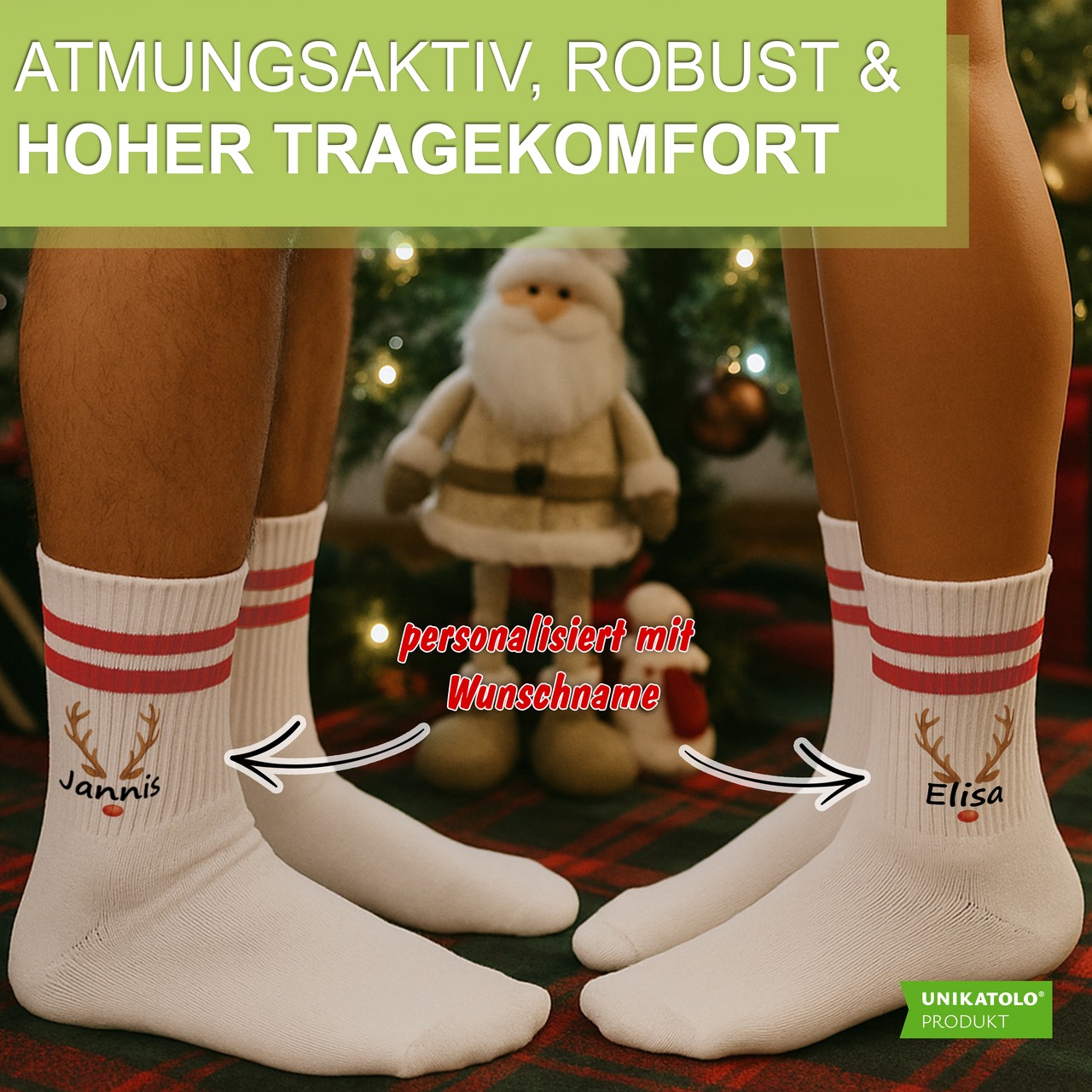 Weihnachtssocken Weihnachtsmann mit Name | Erwachsene