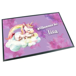Unikatolo Fußmatte Kinderzimmer Einhornwelt mit Name personalisiert