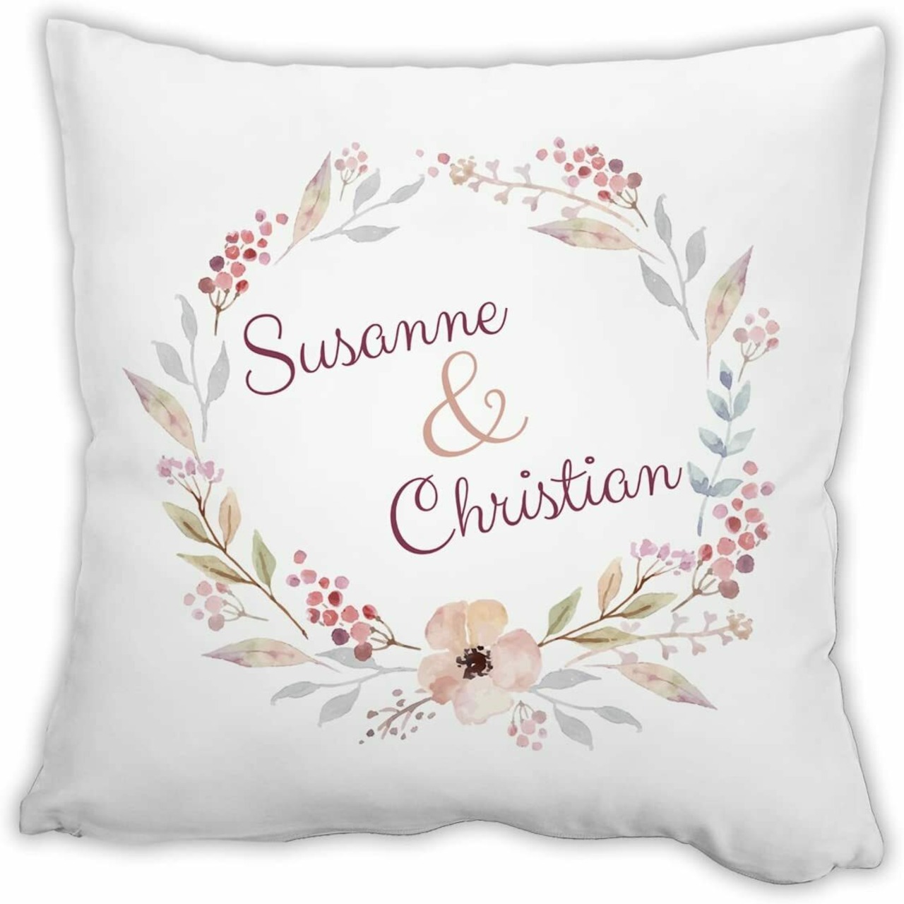 Unikatolo Kissen Motiv Blumenranke mit Name personalisiert