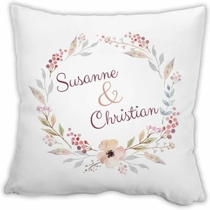 Unikatolo Kissen Motiv Blumenranke mit Name personalisiert