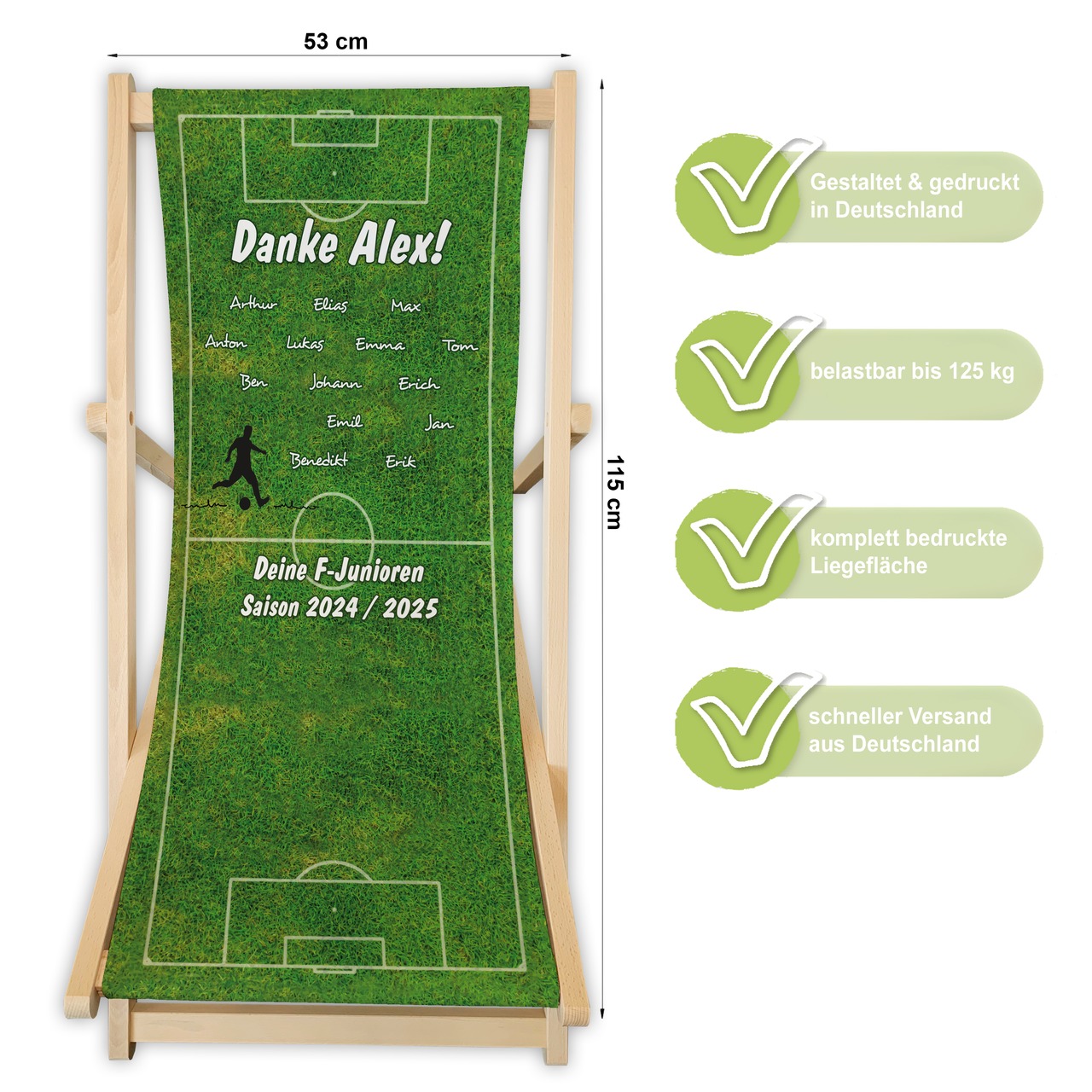 Unikatolo Liegestuhl Fußball Name personalisiert