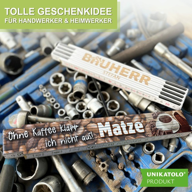Unikatolo Zollstock Kaffee mit Name personalisiert