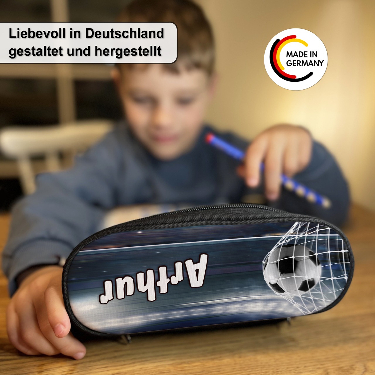 Unikatolo Federmäppchen Fußball mit Name personalisiert