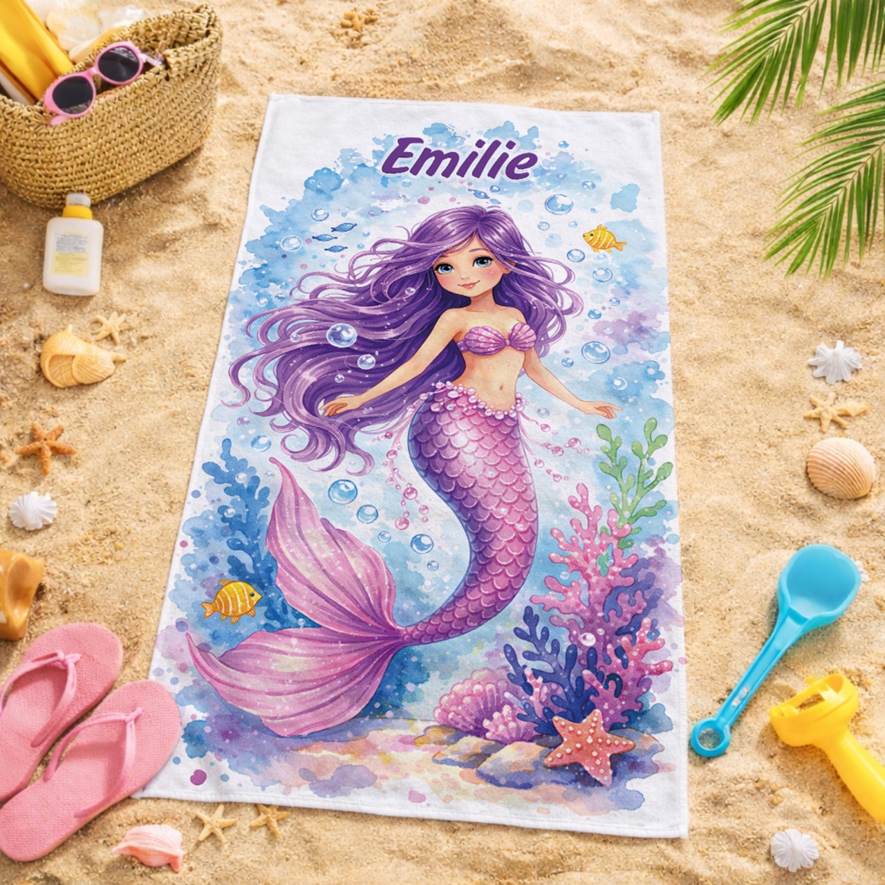 Unikatolo Kinder Handtuch Bagger mit Name personalisiert