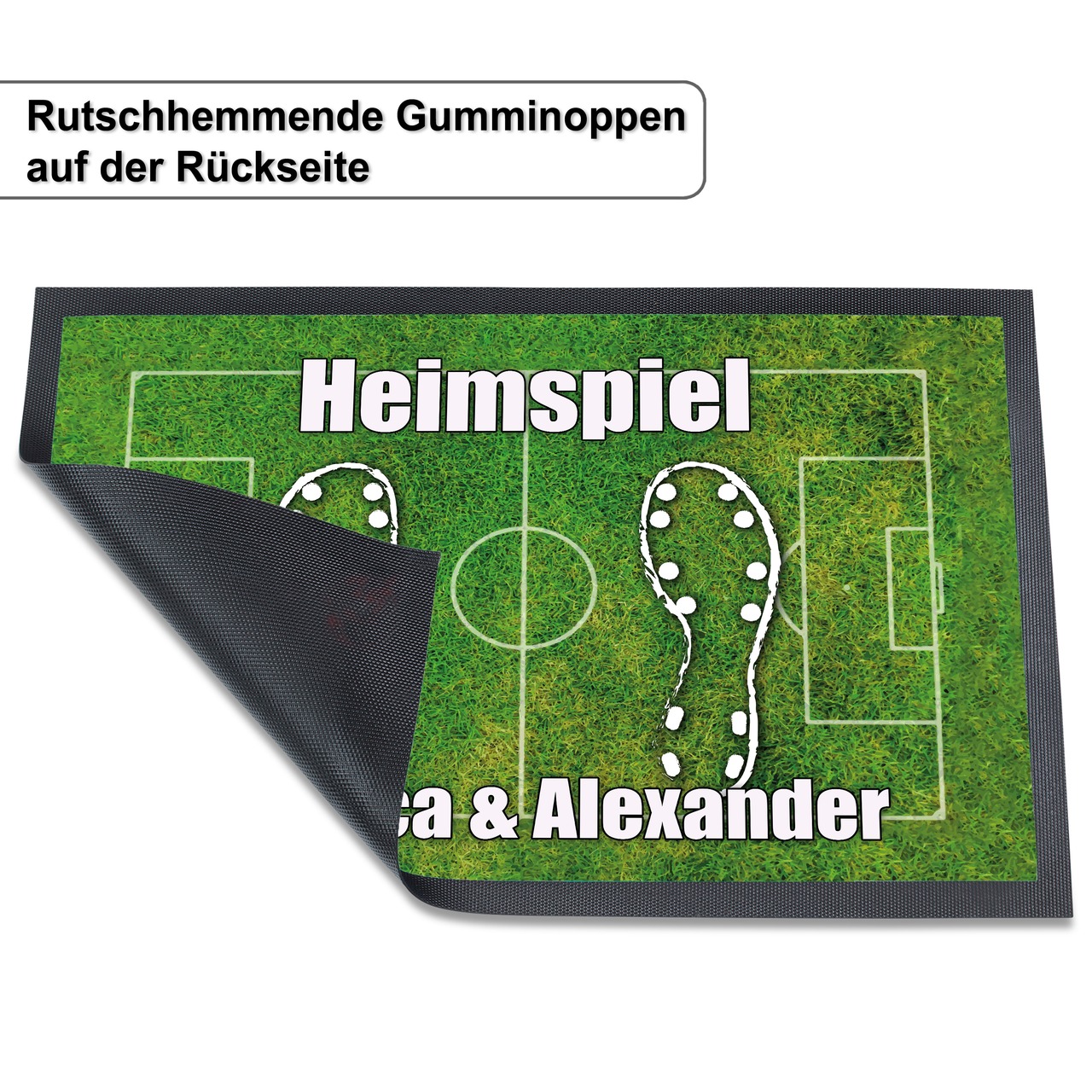 Unikatolo Fußball Fußmatte Heimspiel mit Name personalisiert