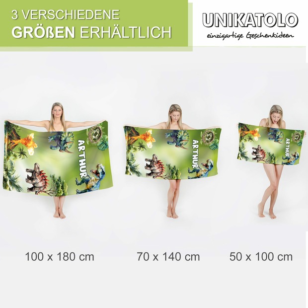 Unikatolo Kinder Handtuch T-Rex mit Name personalisiert