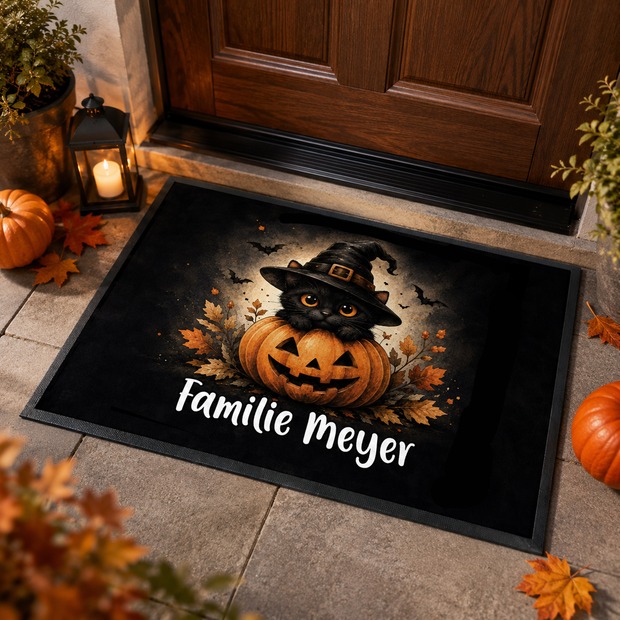 Unikatolo Fußmatte Motiv Halloween 1 mit Name personalisiert