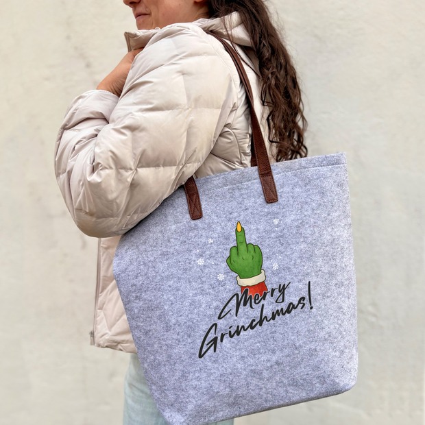 Unikatolo personalisierte Filztasche Mittelfinger mit Wunschtext