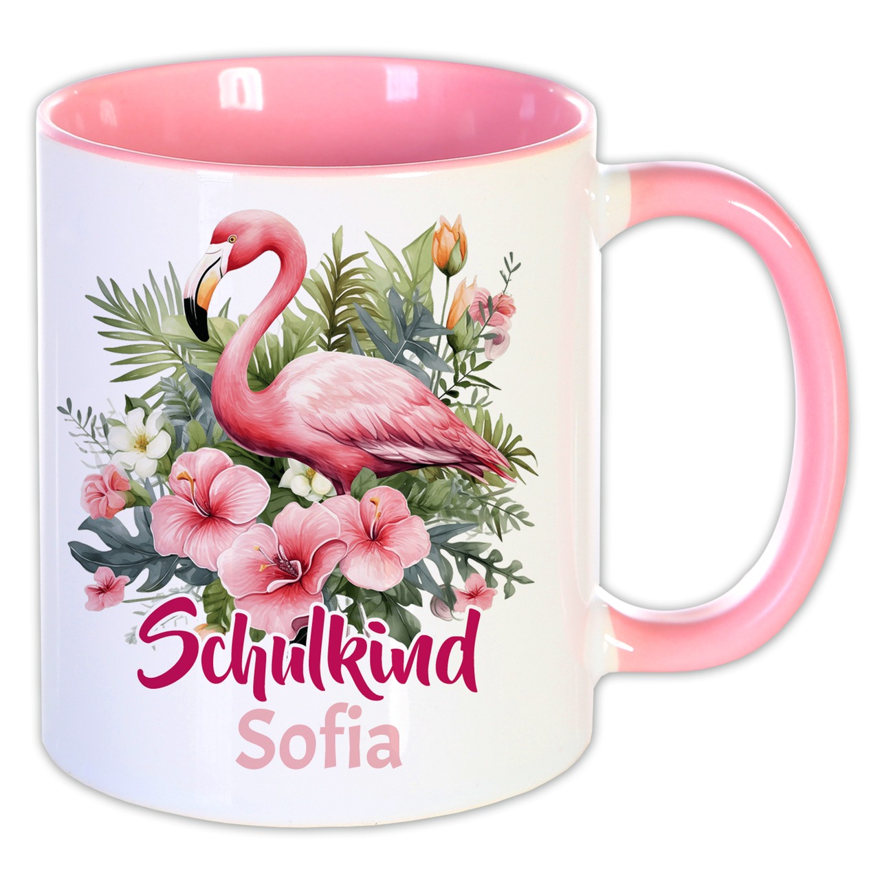 Unikatolo Tasse Schulkind Flamingo mit Name personalisiert