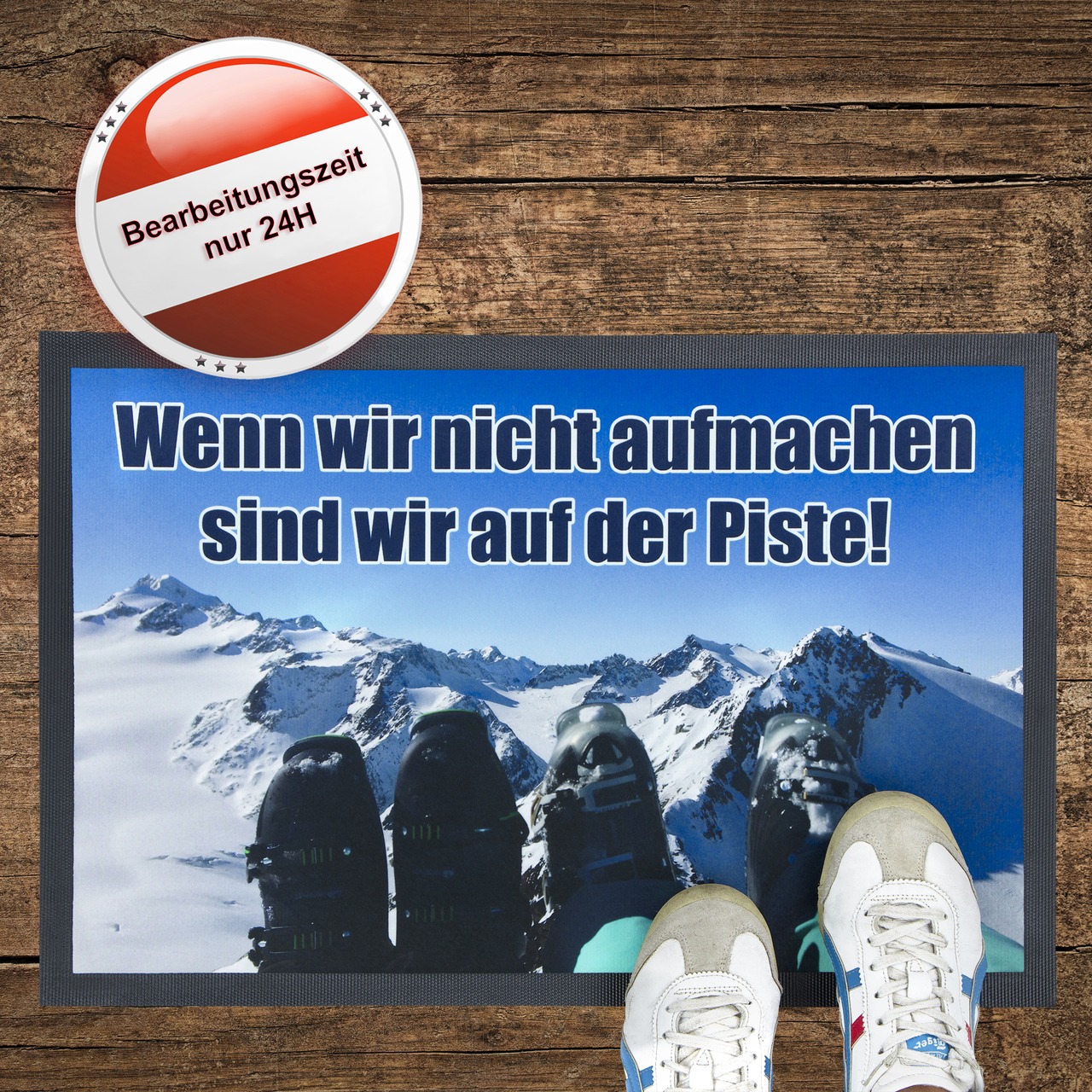 Unikatolo Fußmatte Motiv Skipiste mit Name personalisiert