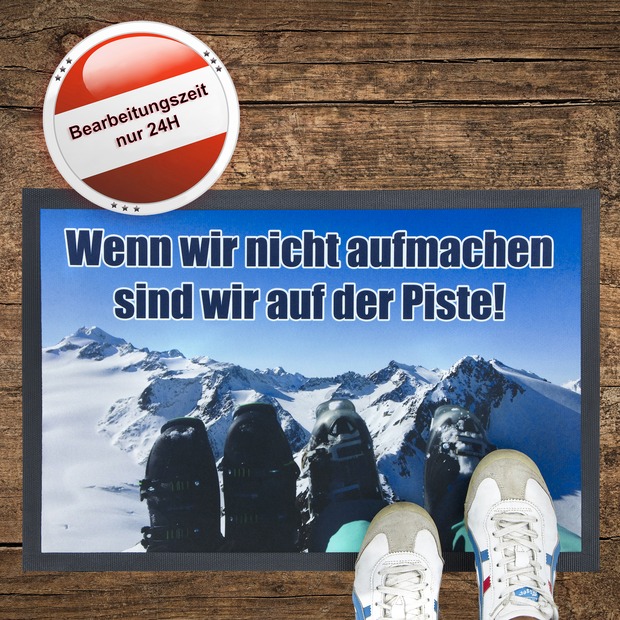 Unikatolo Fußmatte Motiv Skipiste mit Name personalisiert