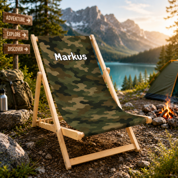 Unikatolo Campingstuhl mit Name personalisiert Camouflage Tarnmuster