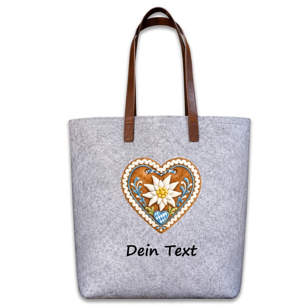Unikatolo personalisierte Filztasche Lebkuchenherz mit Wunschtext