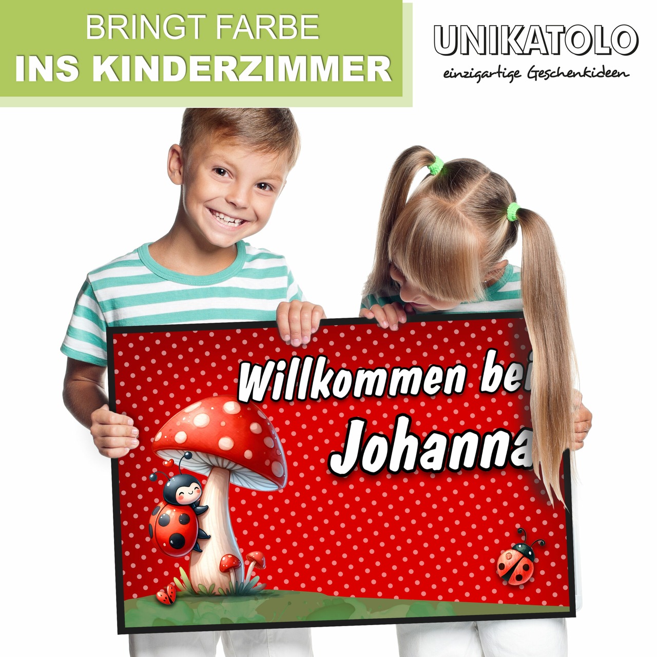 Unikatolo Fußmatte Kinderzimmer Marienkäfer Name personalisiert