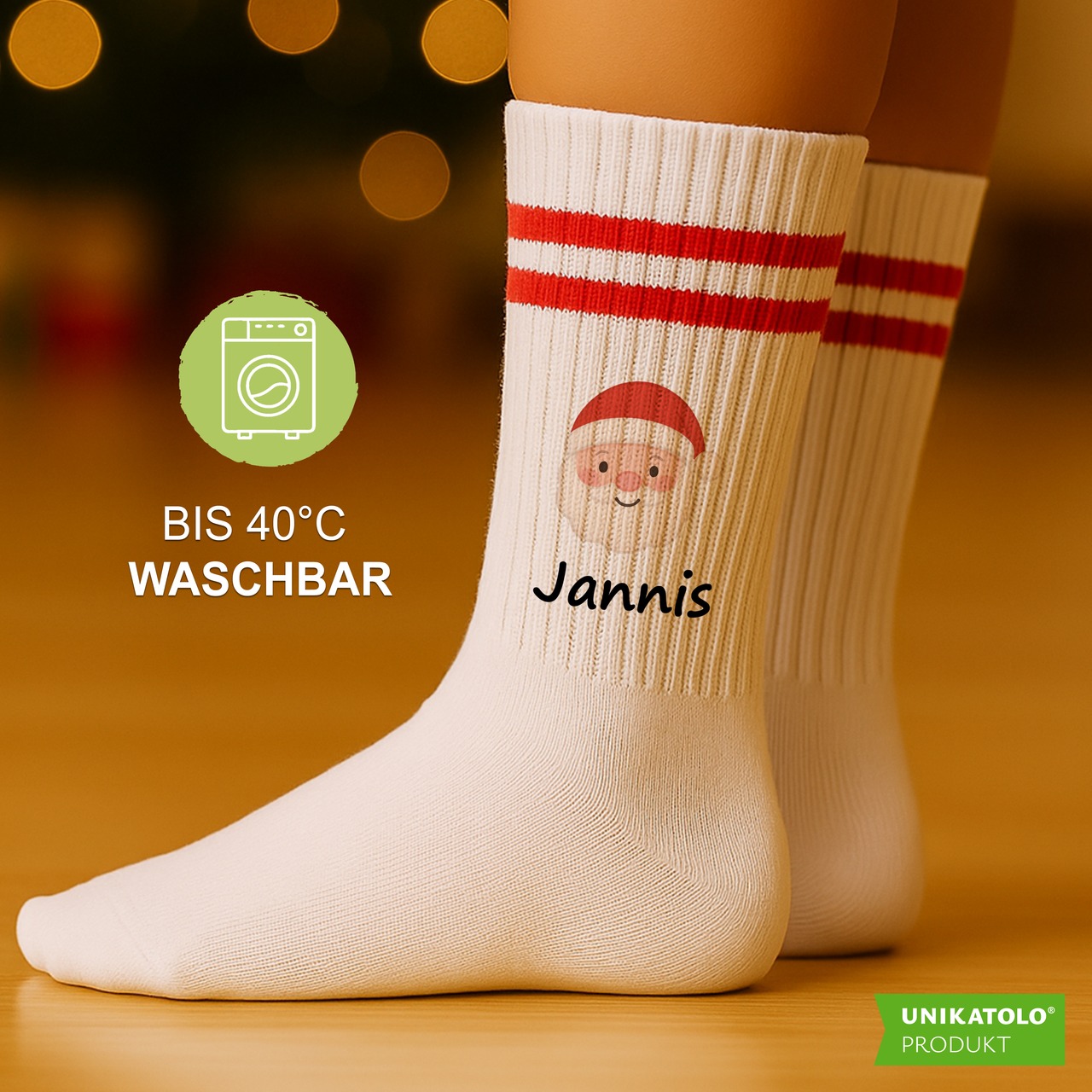 Weihnachtssocken Weihnachtsmann mit Name