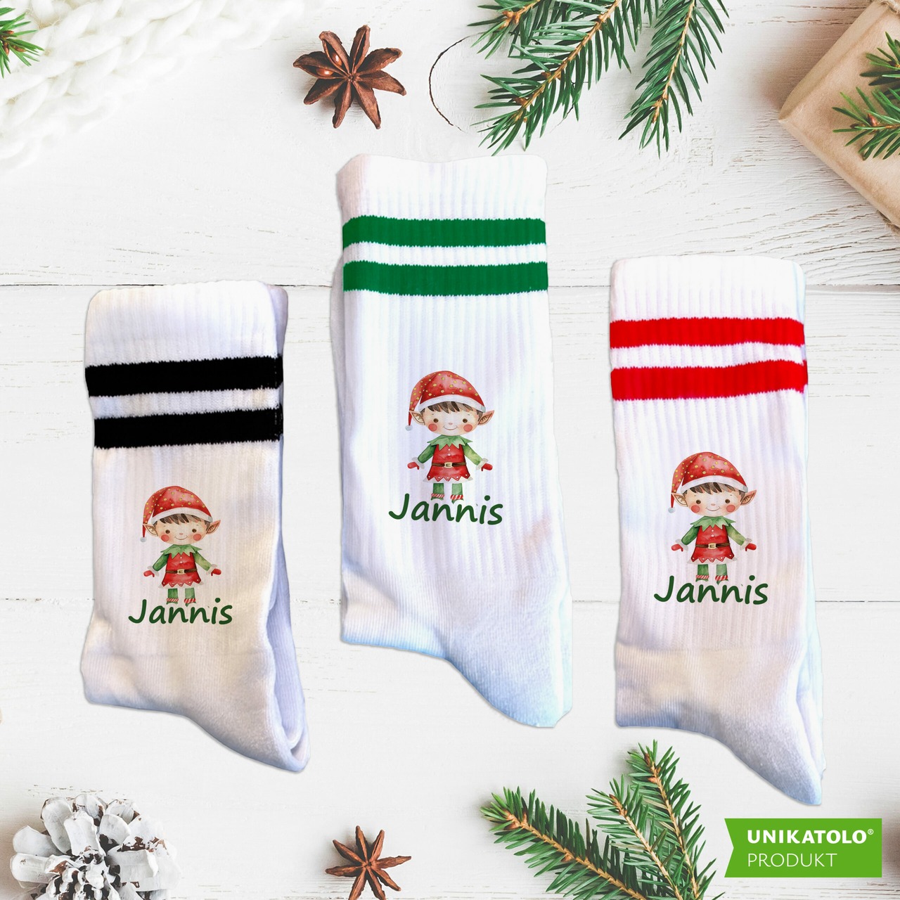 Weihnachtssocken Schneemanngesicht mit Name | Kinder