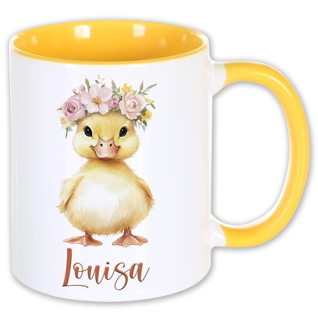 Unikatolo Ostertasse mit Name personalisiert Ente gelb