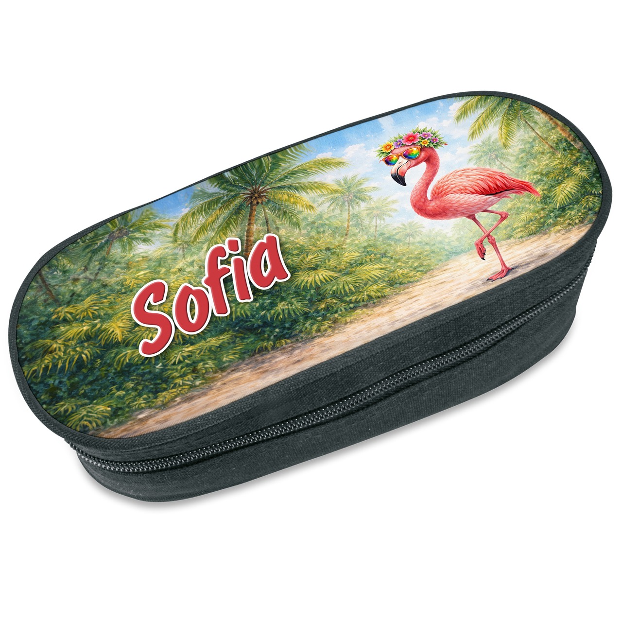 Unikatolo Federmäppchen Flamingo mit Name personalisiert pink