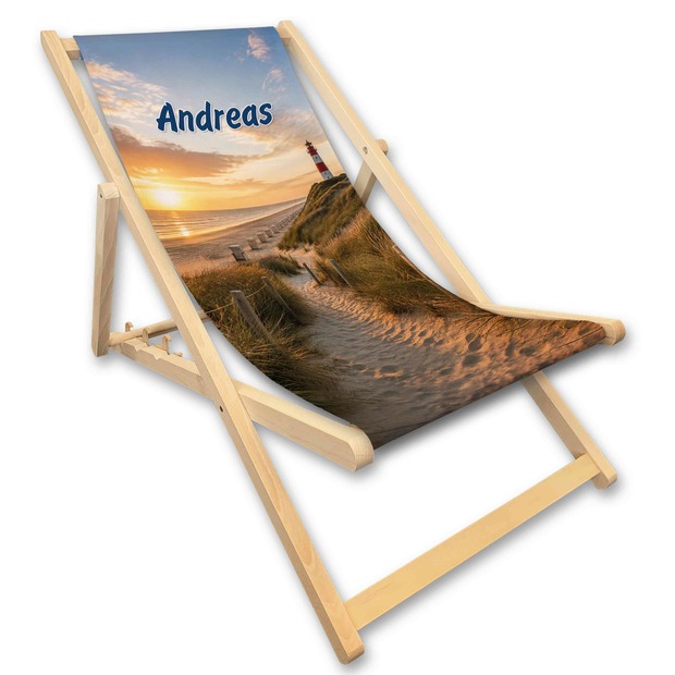 Unikatolo Liegestuhl mit Küstenmotiv und Name personalisiert | Nordsee