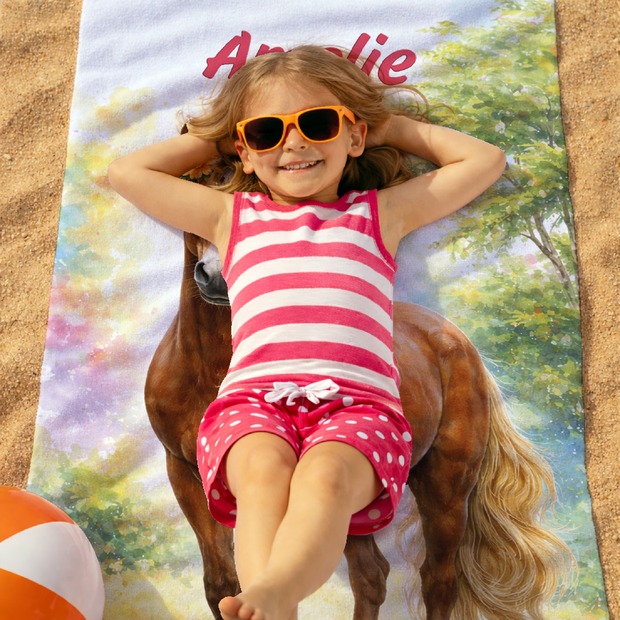 Unikatolo Kinder Handtuch Pferd mit Name personalisiert