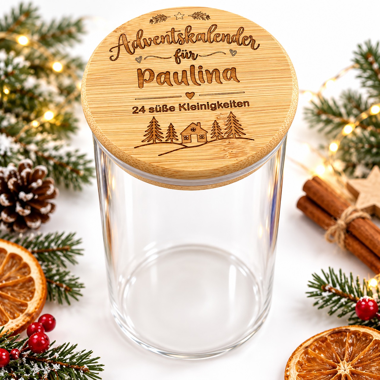 Adventskalender zum befüllen mit Name personalisiert Vorratsglas