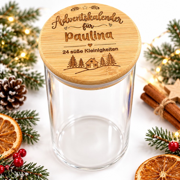 Adventskalender zum befüllen mit Name personalisiert Vorratsglas