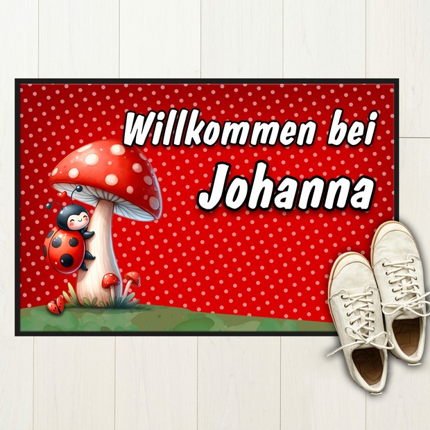 Unikatolo Fußmatte Kinderzimmer Marienkäfer Name personalisiert