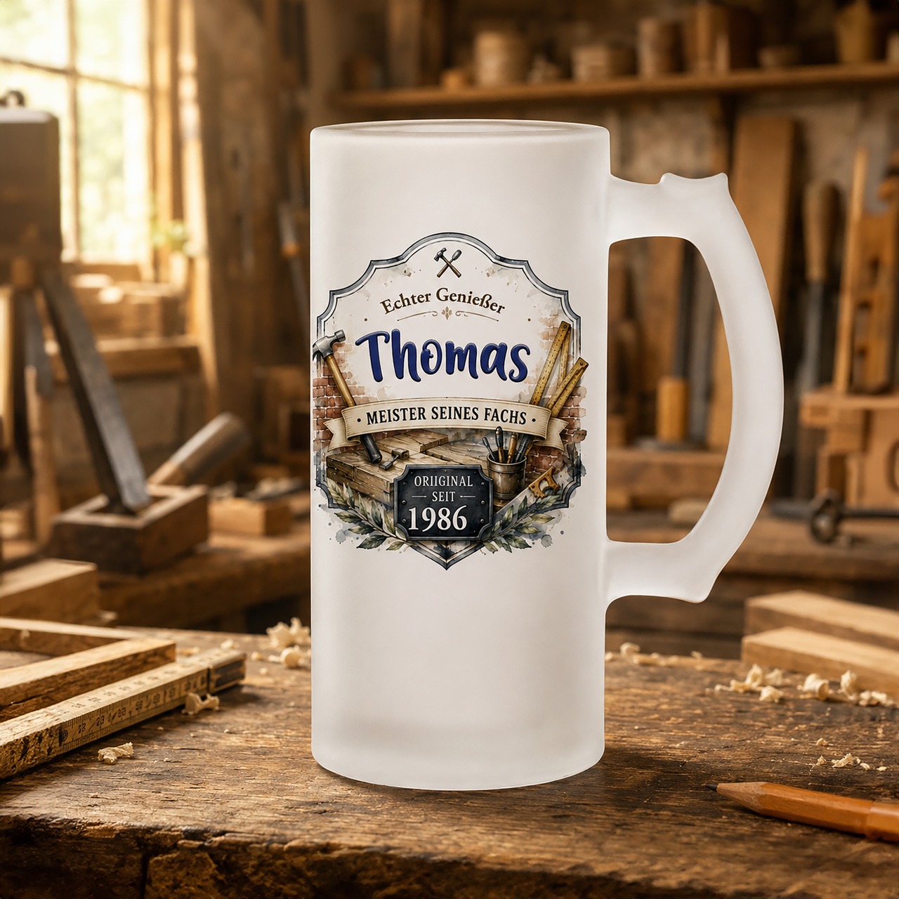 Unikatolo Bierkrug mit Name personalisiert - Handwerker