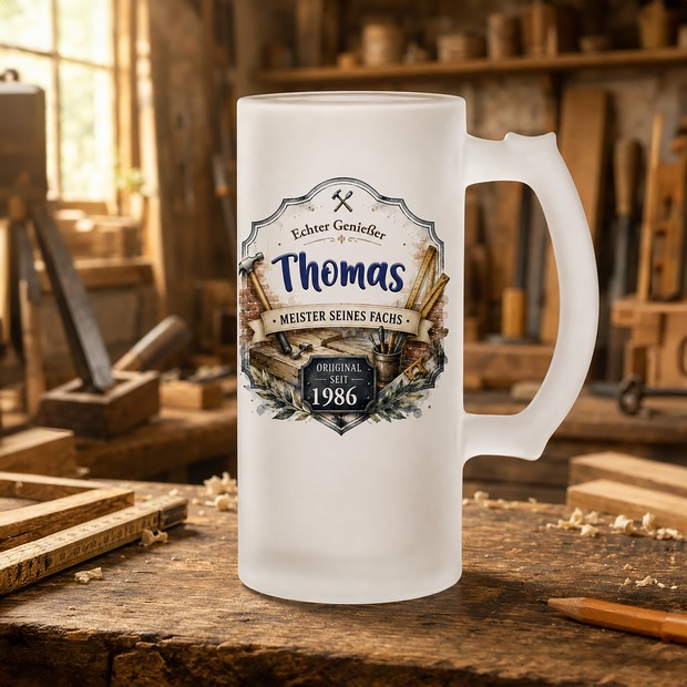 Unikatolo Bierkrug mit Name personalisiert - Handwerker