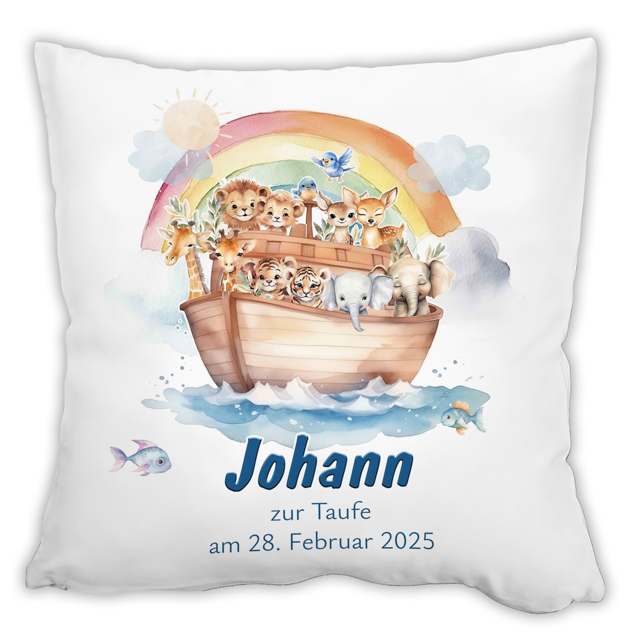 Personalisiertes Kissen zur Taufe mit Datum personalisiert