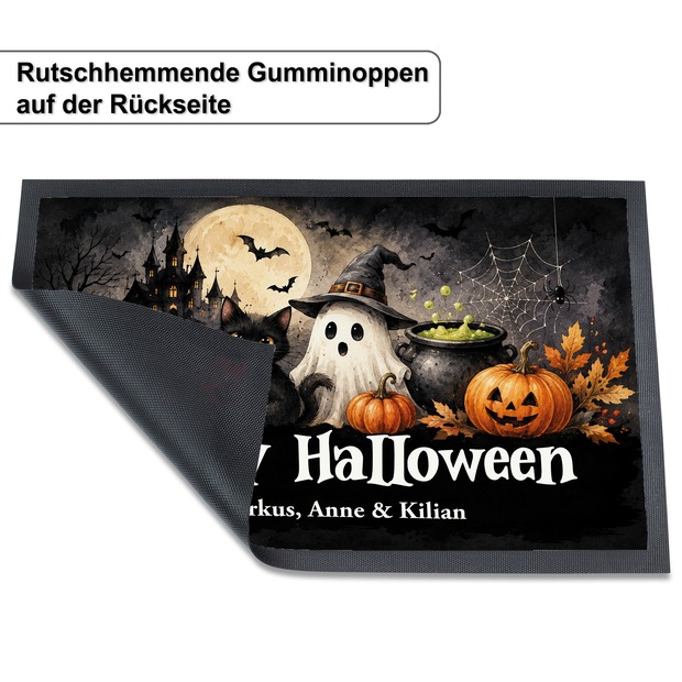 Unikatolo Fußmatte Motiv Halloween 3 mit Name personalisiert