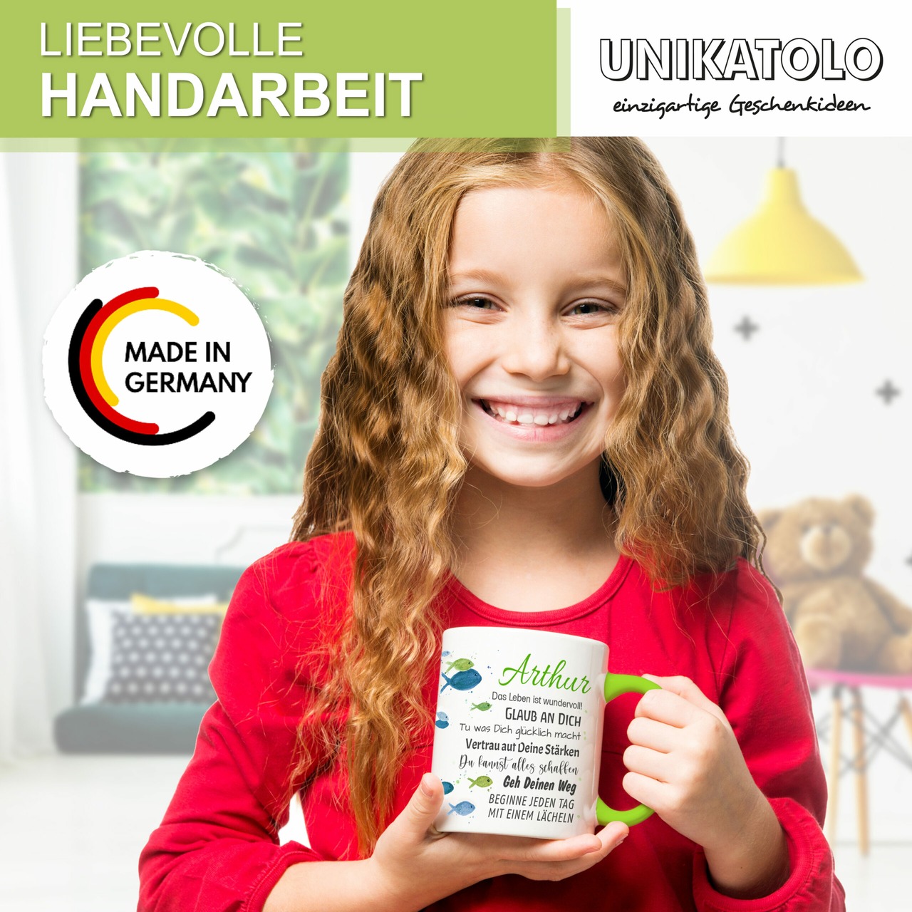 Unikatolo Tasse mit Name personalisiert Konfirmation | GRÜN
