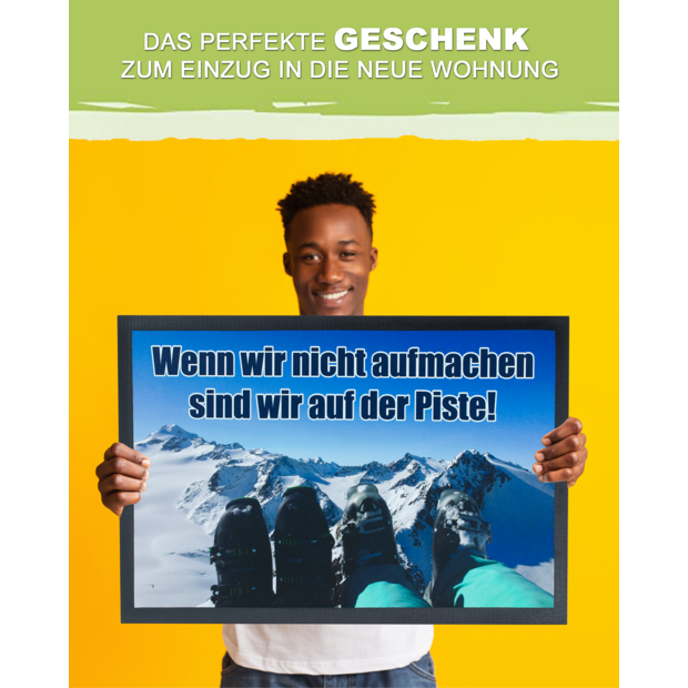 Unikatolo Fußmatte Motiv Skipiste mit Name personalisiert