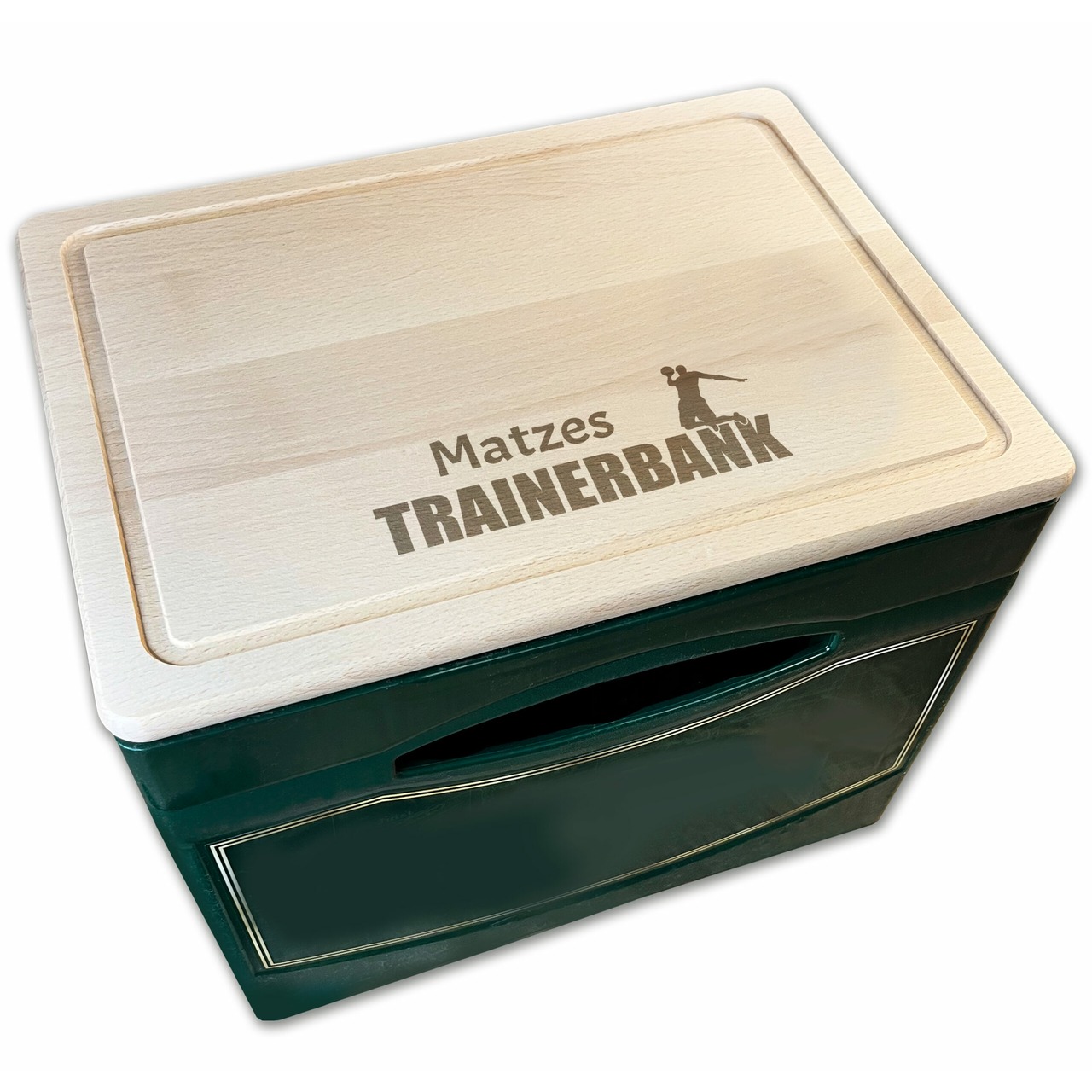 Bierkastenbrett Trainerbank Handball mit Name personalisiert