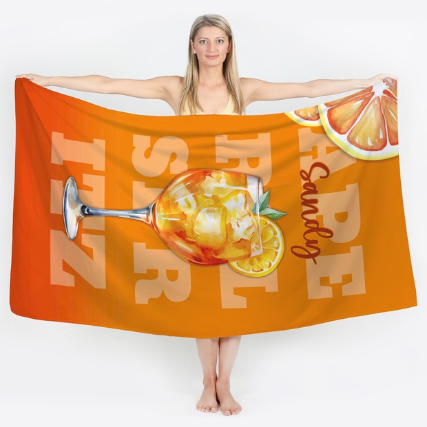 Unikatolo Handtuch Badetuch mit Name personalisiert Aperol Spritz