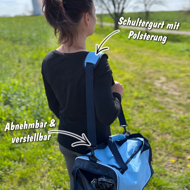Unikatolo Sporttasche Katze mit Name personalisiert | blau