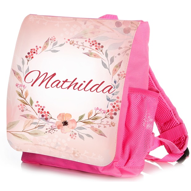 Unikatolo Kindergartenrucksack Blumen mit Name | pink