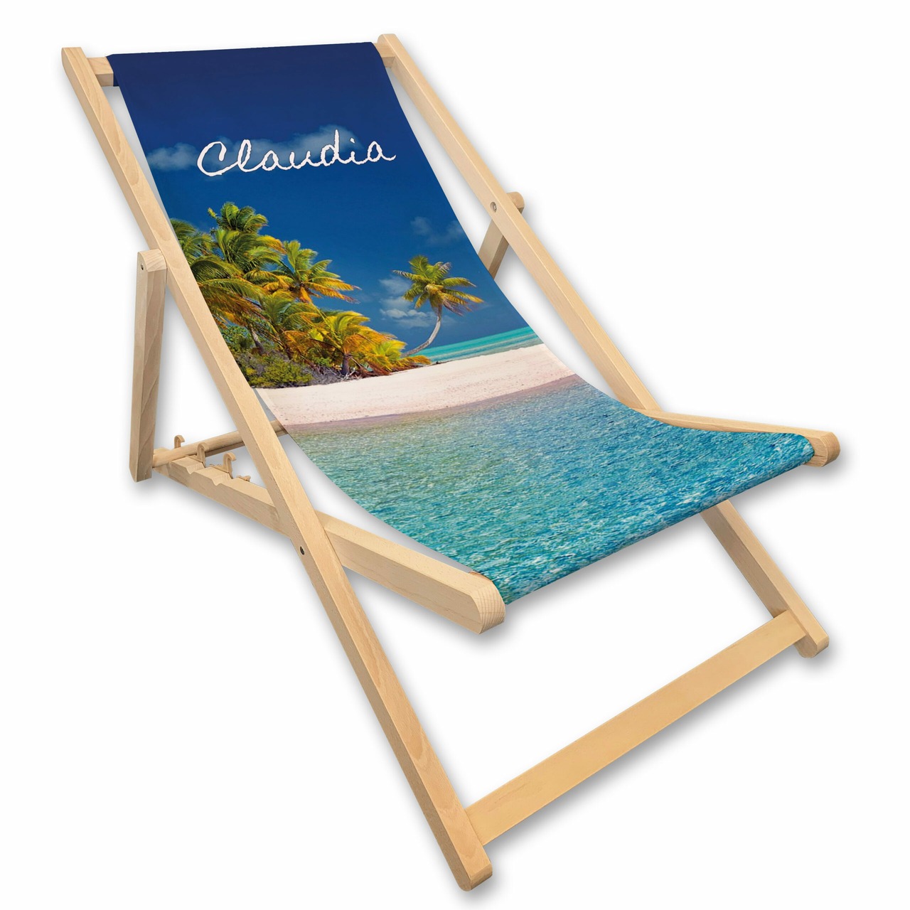 Unikatolo Liegestuhl Strand Palmen Name personalisiert
