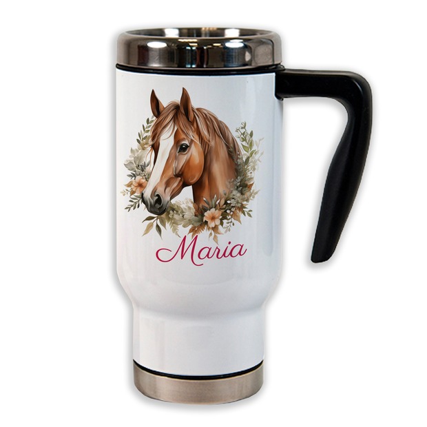 Unikatolo Thermobecher mit Name personalisiert | Pferd