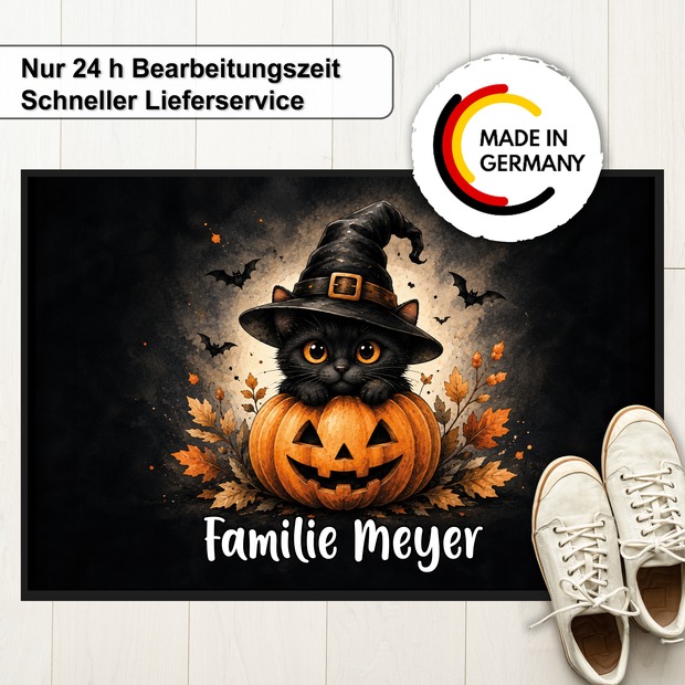 Unikatolo Fußmatte Motiv Halloween 1 mit Name personalisiert