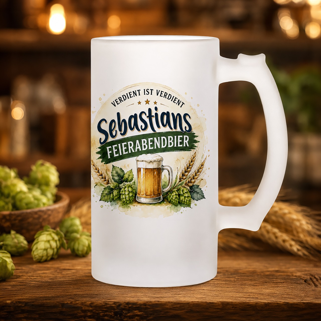 Unikatolo Bierkrug mit Name personalisiert - Feierabendbier