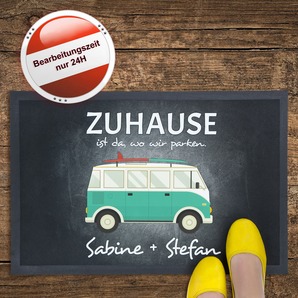 Unikatolo Fußmatte Motiv Bus Van mit Name personalisiert