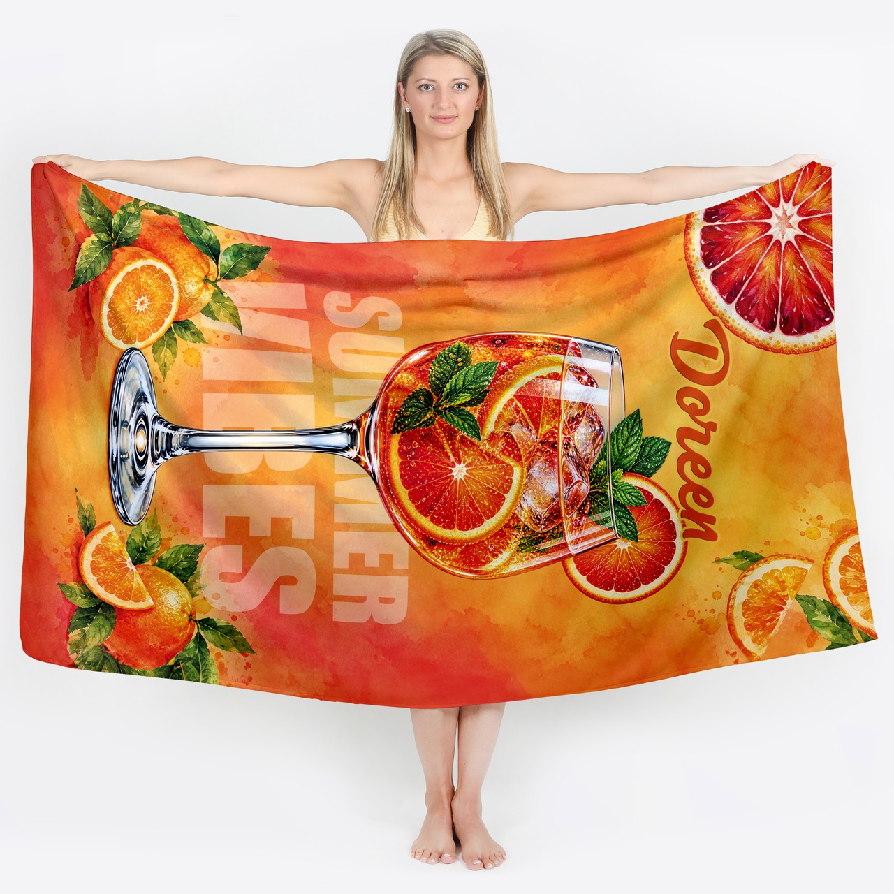 Unikatolo Handtuch Badetuch mit Name personalisiert Sommer Spritz