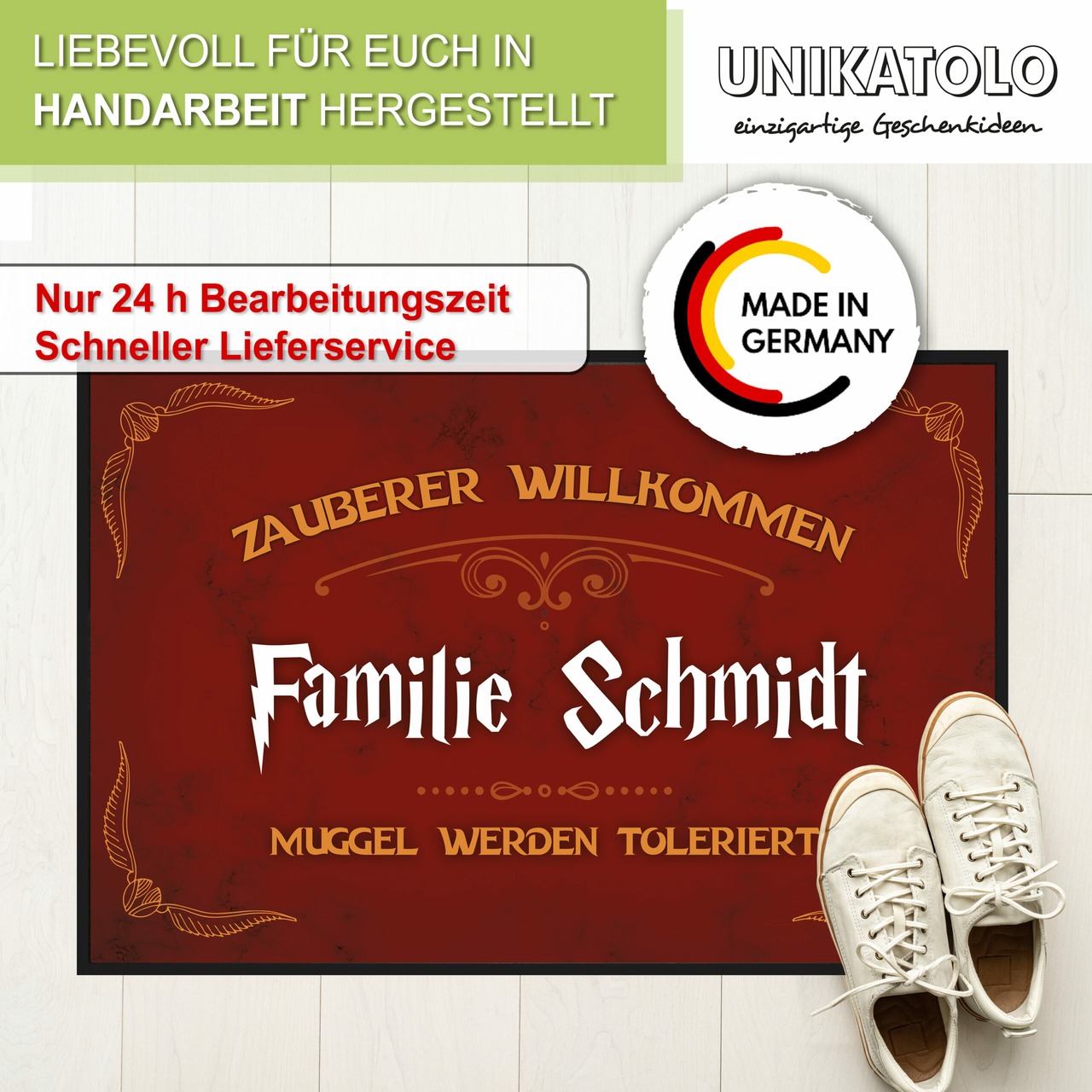 Unikatolo Fußmatte Zauberer Willkommen mit Name personalisiert