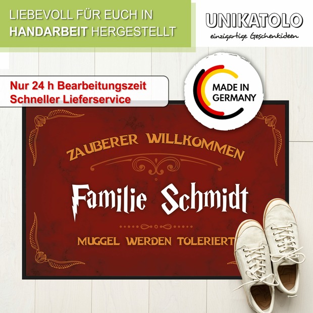 Unikatolo Fußmatte Zauberer Willkommen mit Name personalisiert