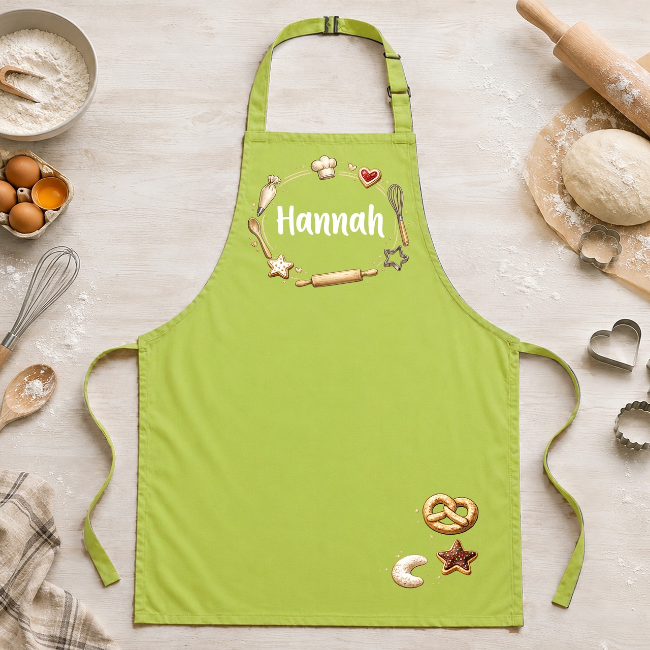 Unikatolo Kinderschürze BACKEN mit Name personalisiert | GRÜN