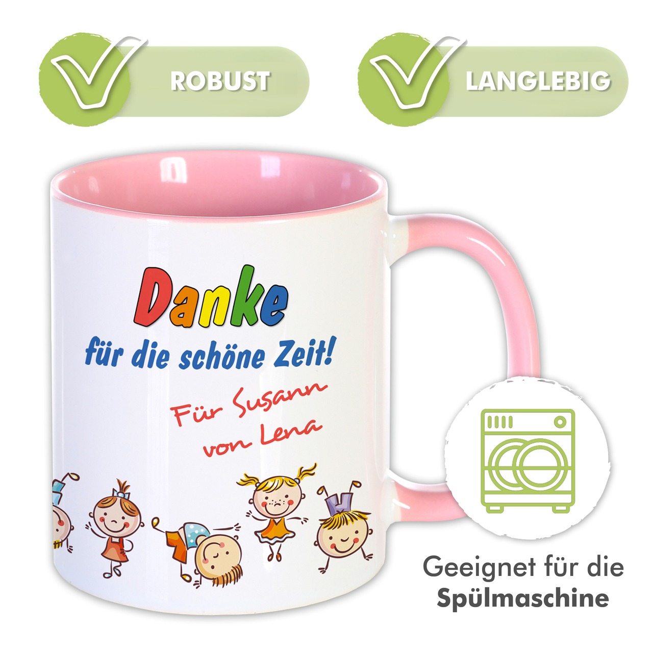 Unikatolo Tasse zum KiTa Abschied mit Namen bedruckt | ROSA